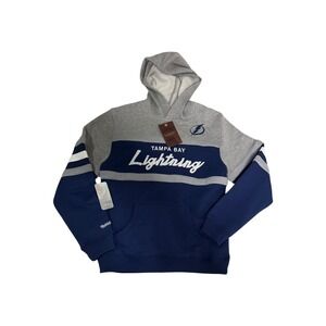 Tampa Bay Lightning Mitchell & Ness NHL Hoodie Sweatshirt Gray Blue Kids L NWT